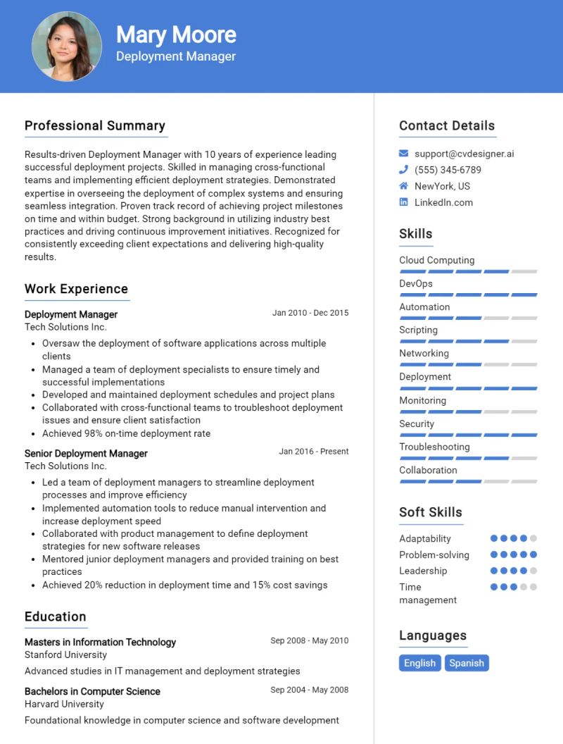 Deployment Engineer Cv Example For 2024 - Landscape Picture Collection - HD Quality