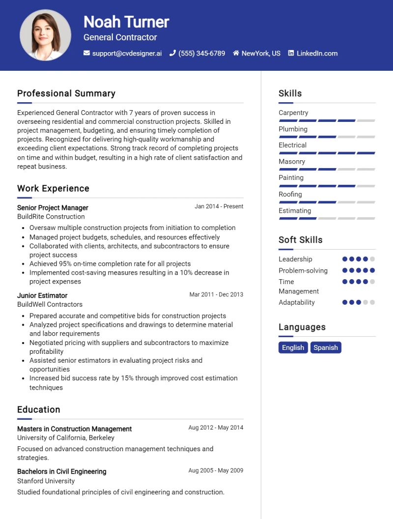 General Contractor Cv Sample Guide Entry Level Senior Jobs - Download Modern Mountain Texture | Mobile