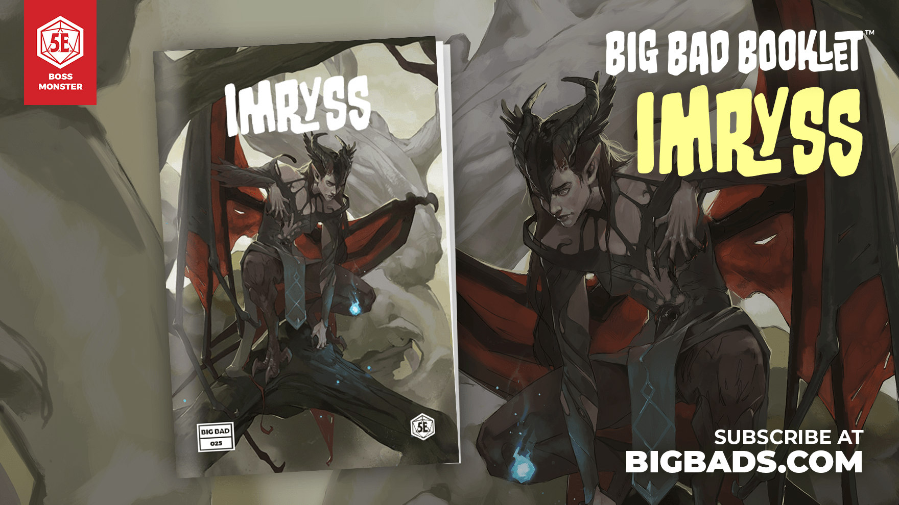 picture of a winged woman with horns and text overlay that reads Big Bad Booklet, Imryss