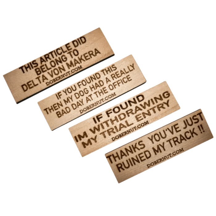 Personalised Custom Text Tracking articles The DoberNut