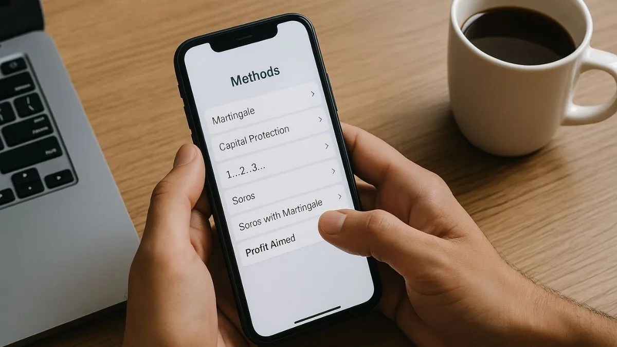 Realistic Image of a Focused Trader Using a Financial Market App