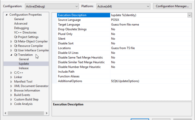 Update Qt Translation Files | Qt VS Tools
