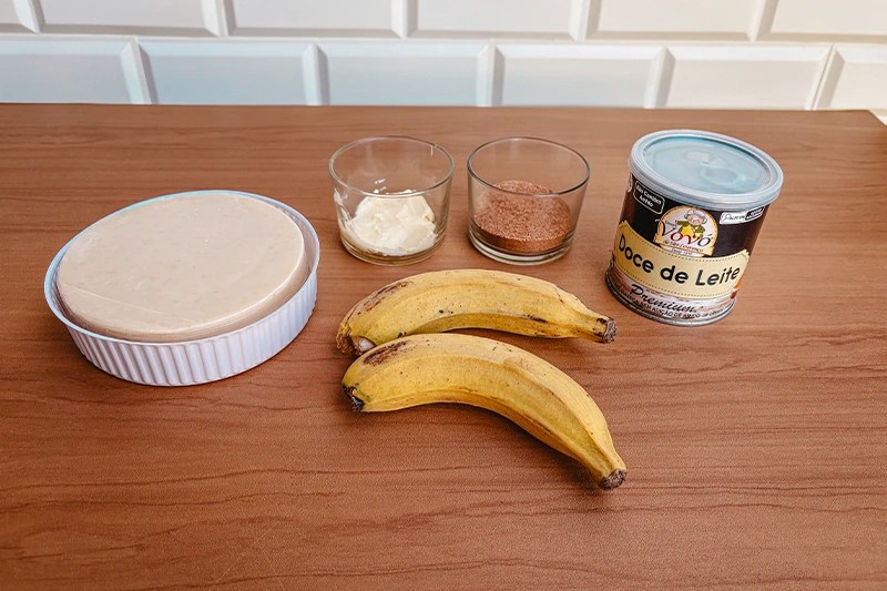 Ingredientes do pastel doce de banoffee