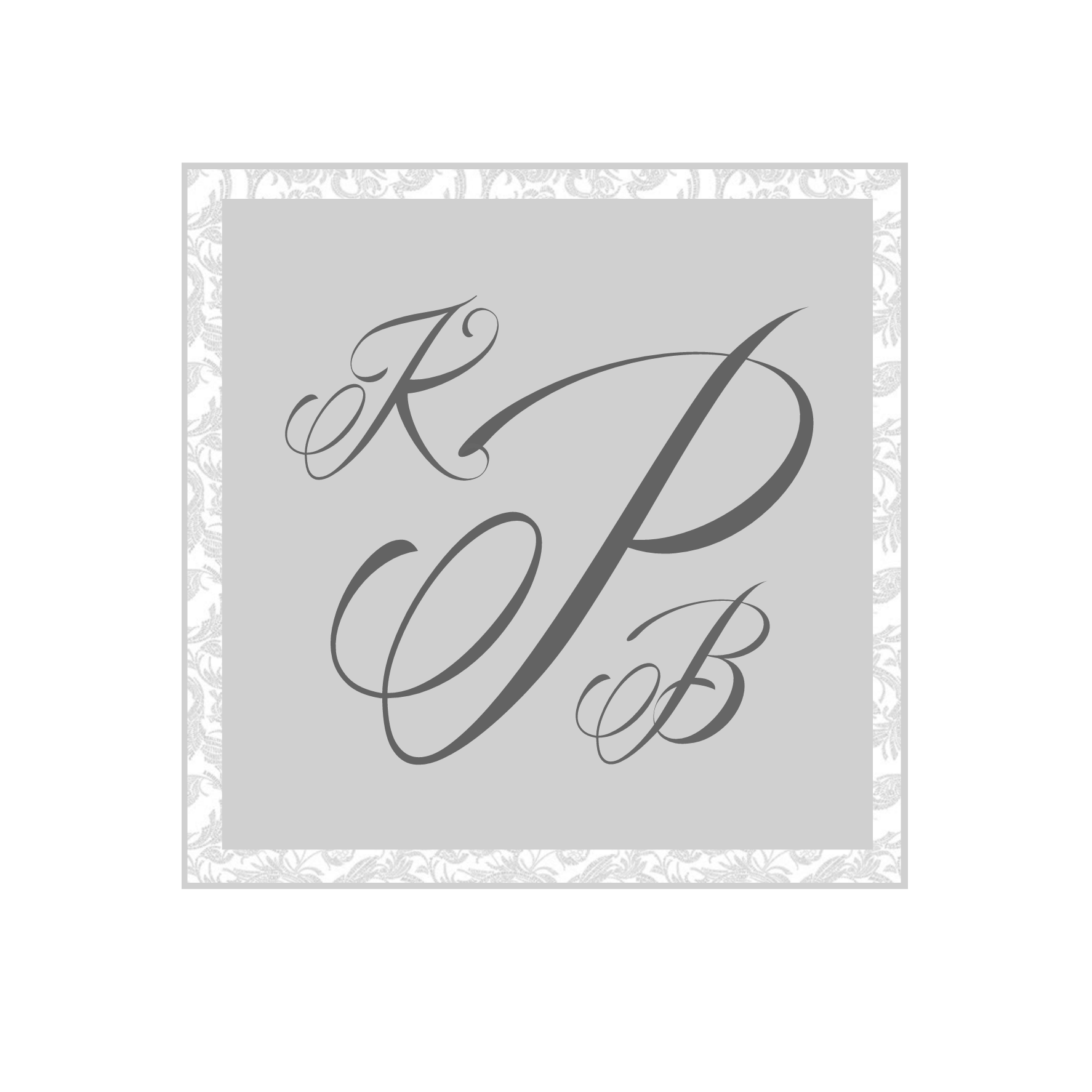 KPB gray damask monogram