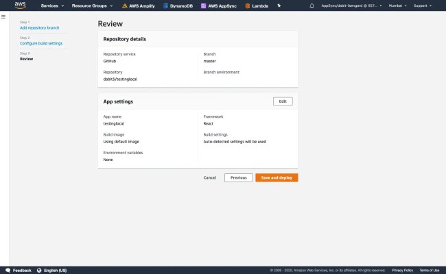 Deploy A Static Site From GitHub - React - AWS Amplify Gen 1 Documentation