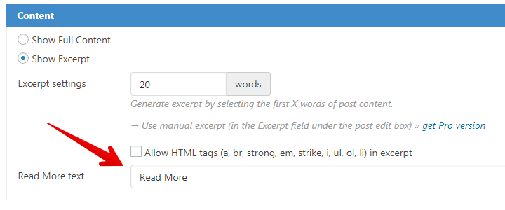 Content Views - change read more text