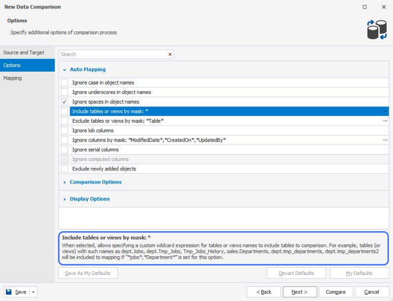 Configure Comparison Options - Colorful Arts - Amazing 4K Collection