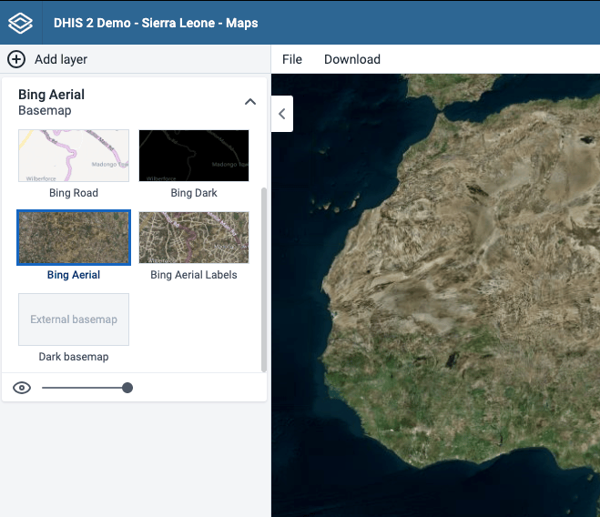 Accessing Map Layers From Google Earth Engine And Bing Maps DHIS2 Bing Maps Basemap Layers 