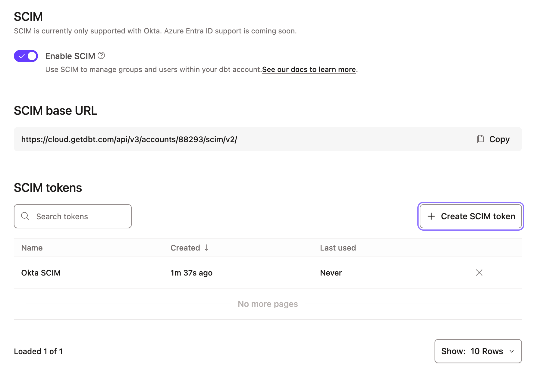 Set Up Scim Dbt Developer Hub