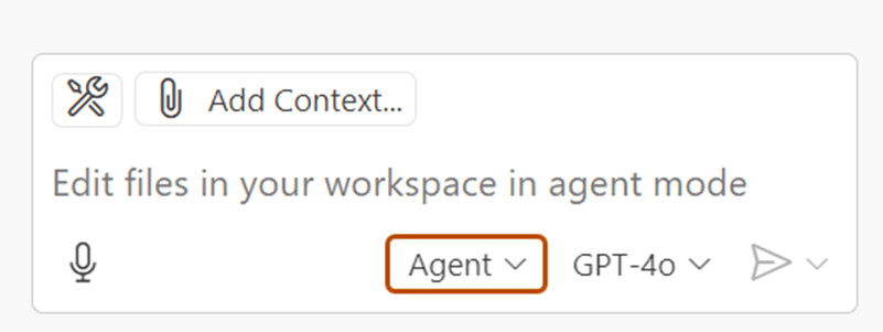 Copilot Chat에서 Agent 모드 선택