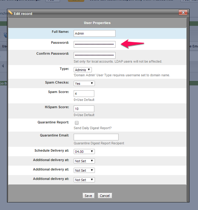 Scroll down to the account management section and click the generate password button. 4 - Change default passwords - Libra Esva Docs
