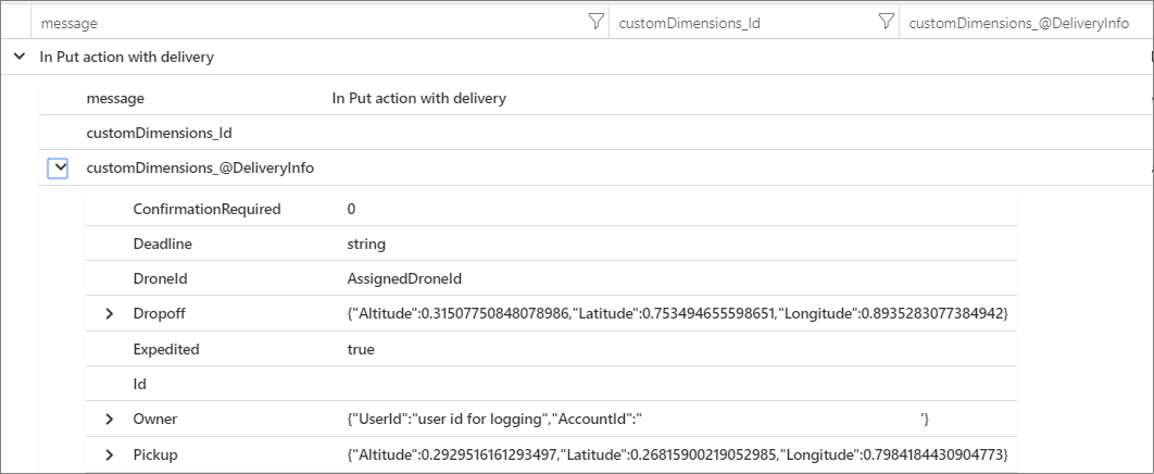 Screenshot of Log Analytics workspace