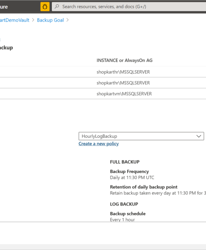 Select Backup policy