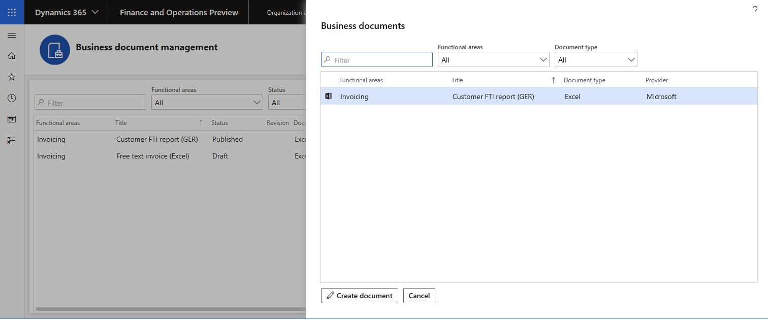 New Document User Interface In Business Document Management Finance Operations Dynamics 365 Microsoft Docs