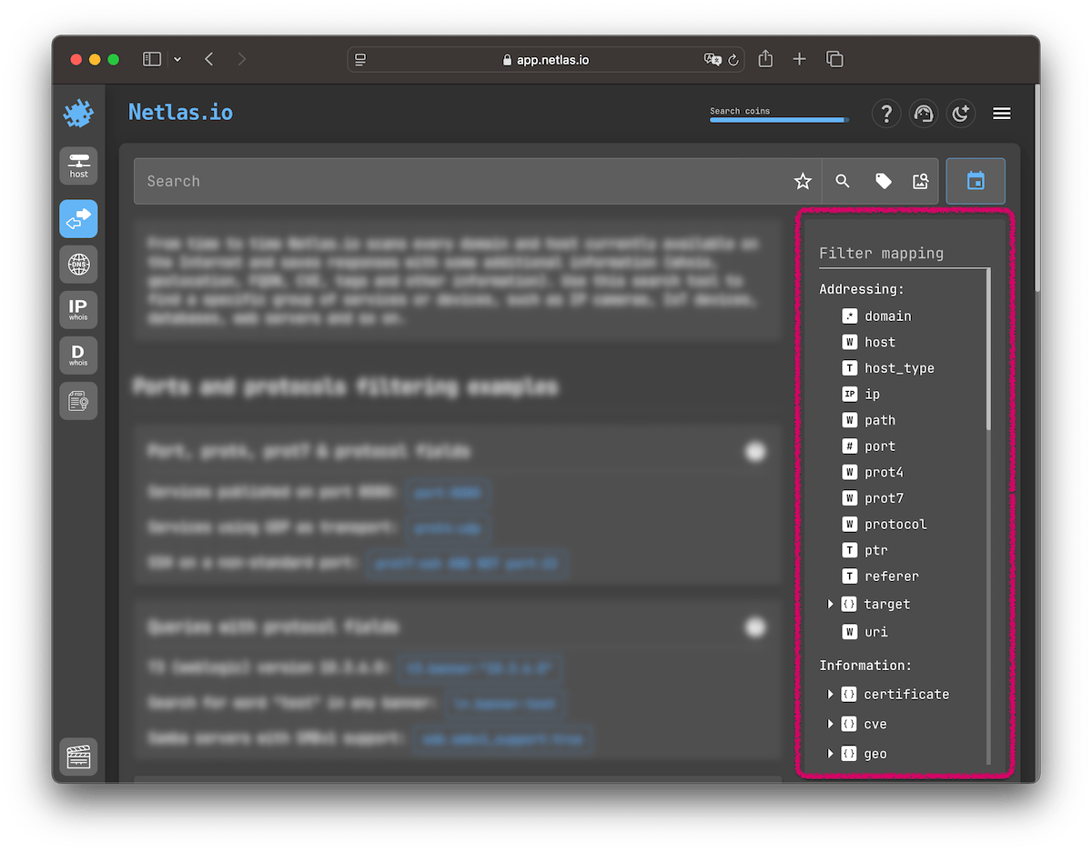Search Tools Netlas Docs