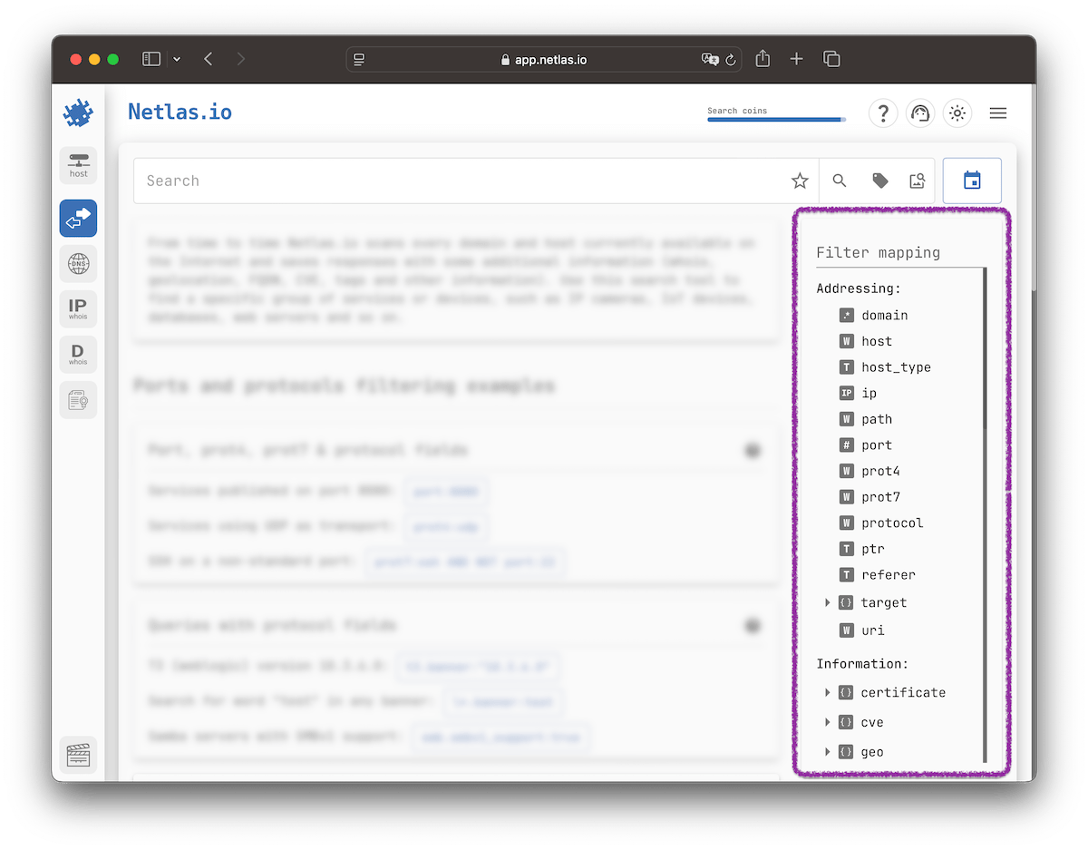 Search Tools Netlas Docs