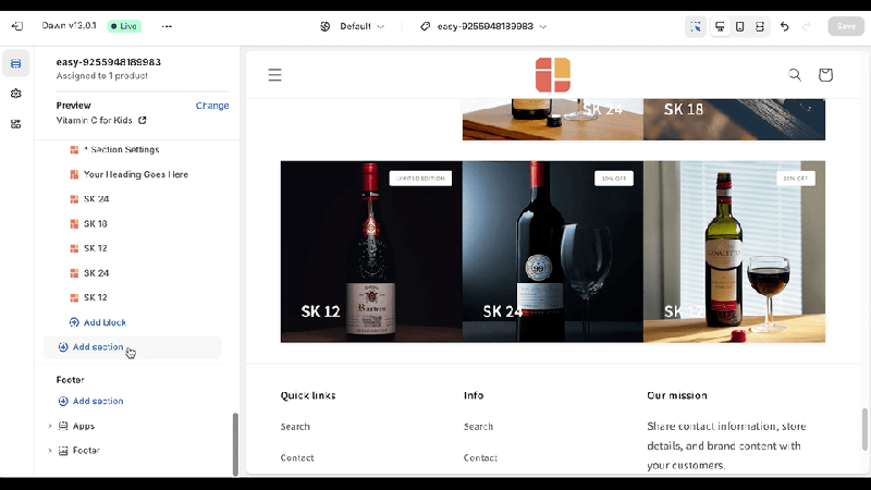Extend Section Component Kickstartds Docs - Nature Arts - Classic Full HD Collection