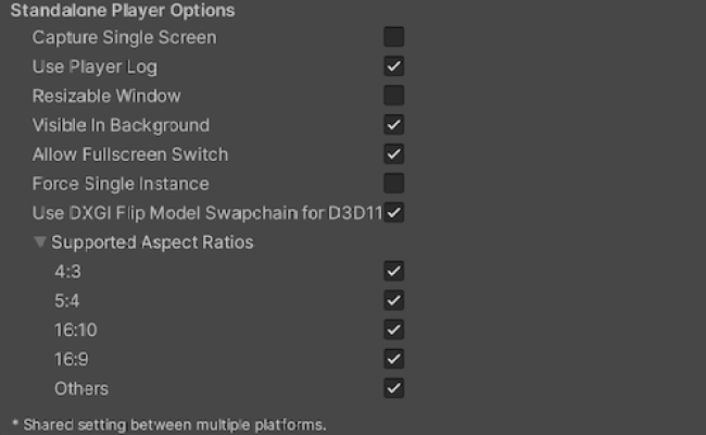 Unity - Manual: Standalone Player Settings