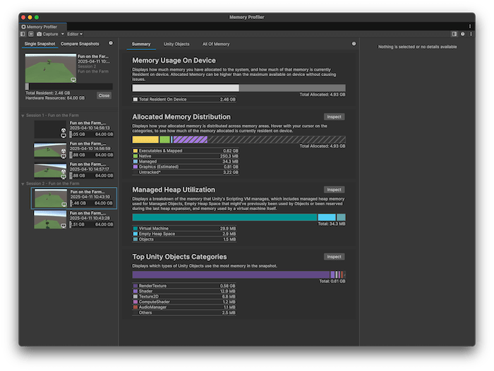 Snapshots Component Memory Profiler 1 1 5 - Light Designs - Creative Mobile Collection