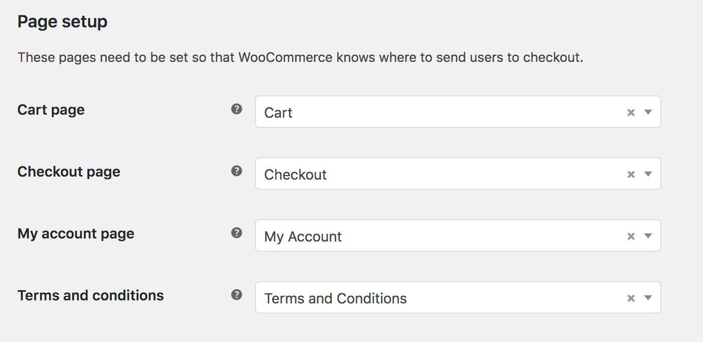 WooCommerce page setup