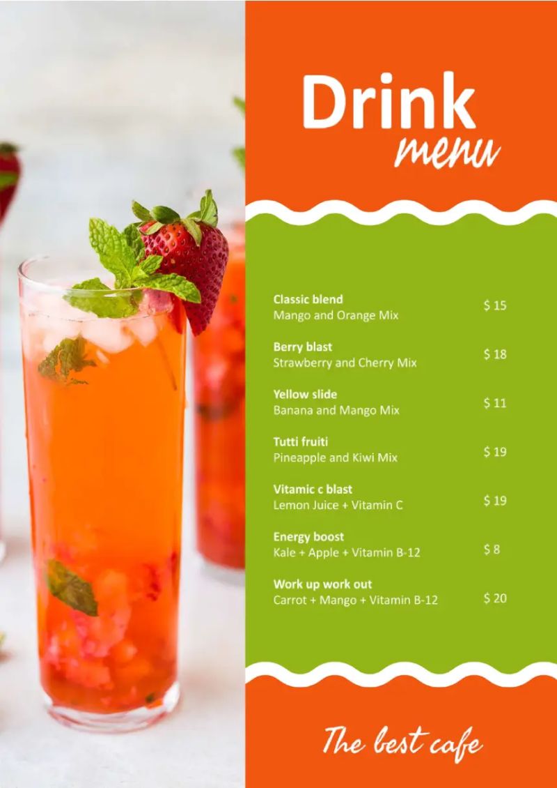 Drink Menu Template In Word Google Docs Download Template Net - Classic Dark Design - Ultra HD