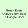 Free Break Even Analysis Template For Google Docs