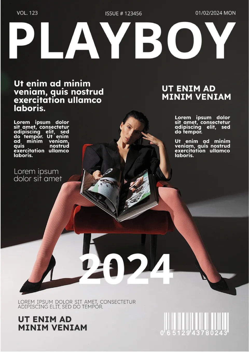 Playboy magazine cover template 2023