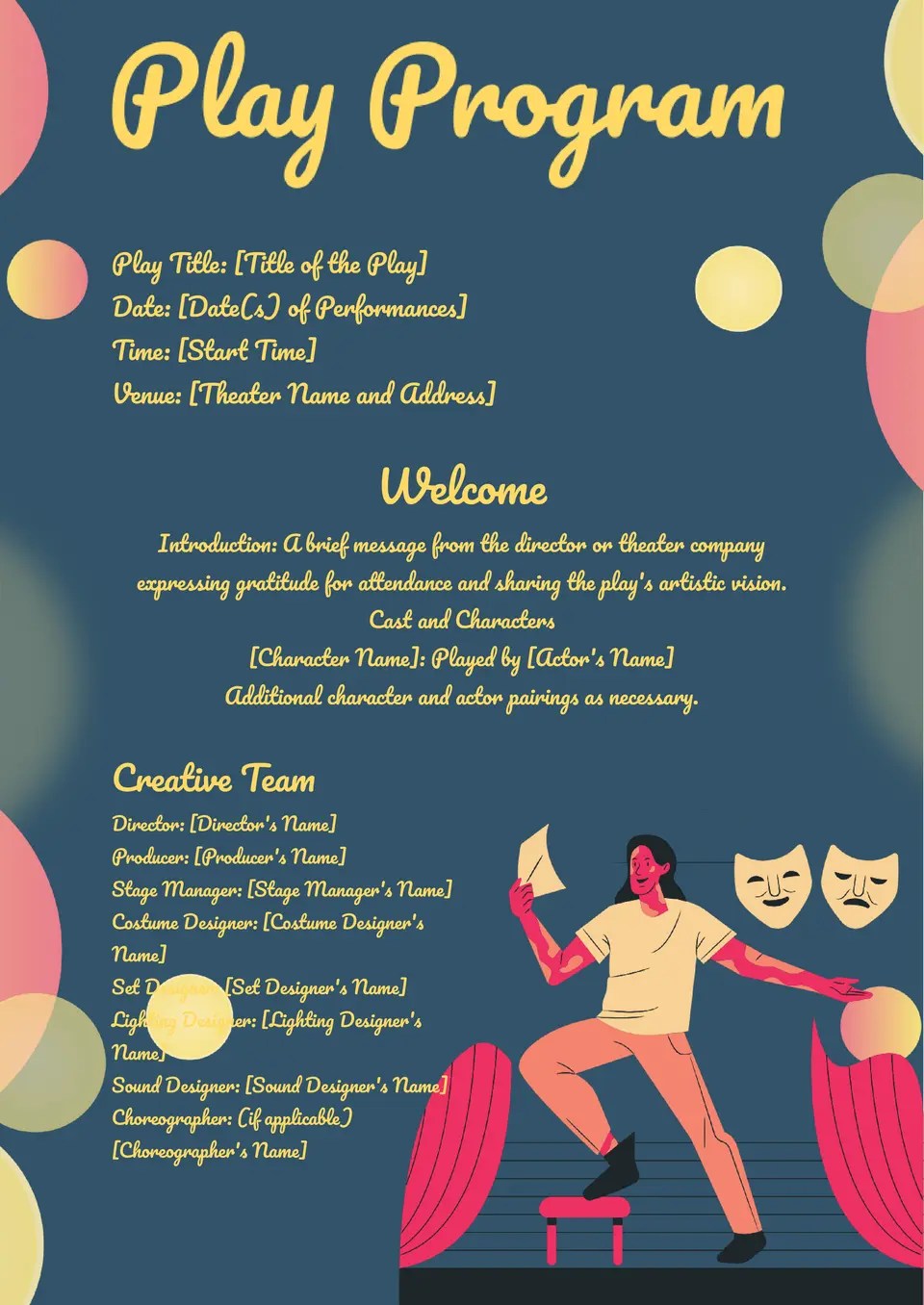 Free theatre program template for google docs