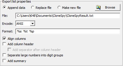 The Export List Properties Frame Clonespy Documentation - Light Texture Collection - 4K Quality