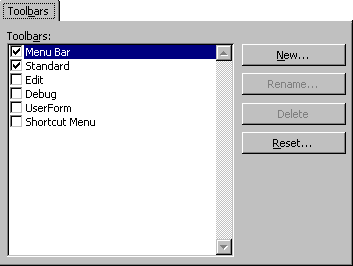 New Toolbar Dialog Box Microsoft Visual Basic User Interface Documentation - Classic Desktop Light Patterns | Free Download