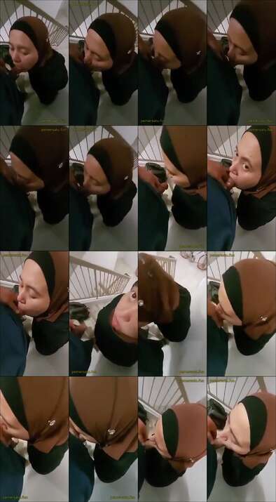 kontol hitam disepong hijab sange di tangga darurat