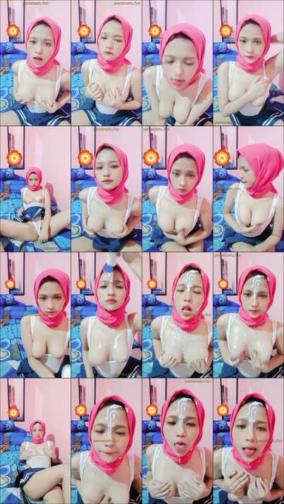 miss sherly hijab cakep sange pakai lotion