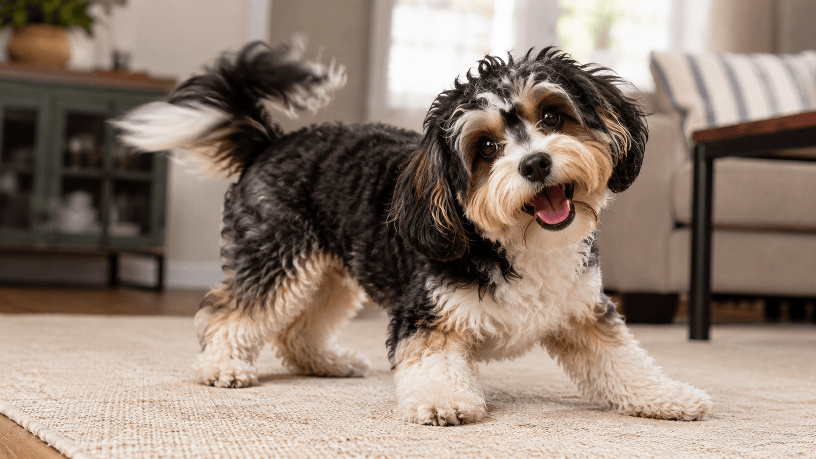 Dog wagging his whole body with excitement.
