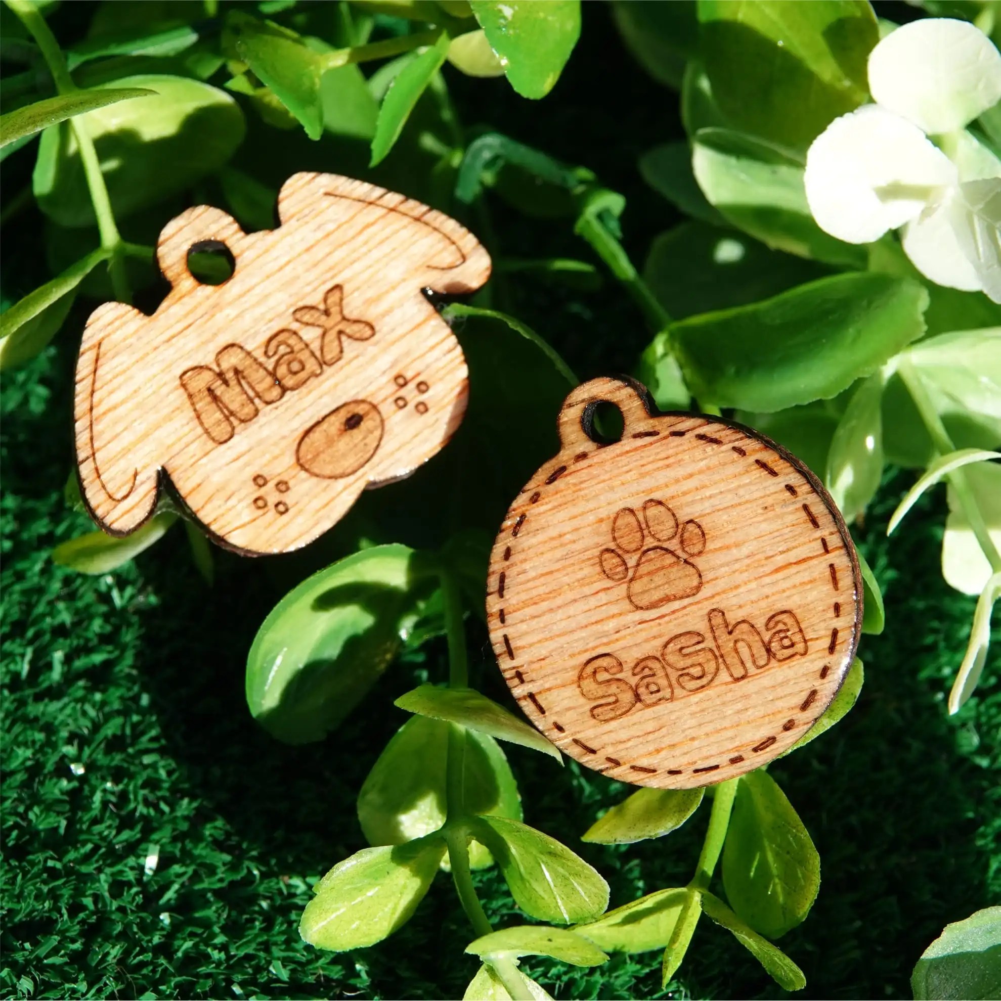 chapas de madera para perros y gatos personalizadas