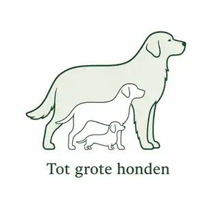 Drie hondensilhouetten, de grootste is gemarkeerd