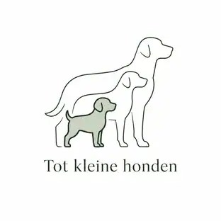 Drie hondensilhouetten, de kleinste is gemarkeerd