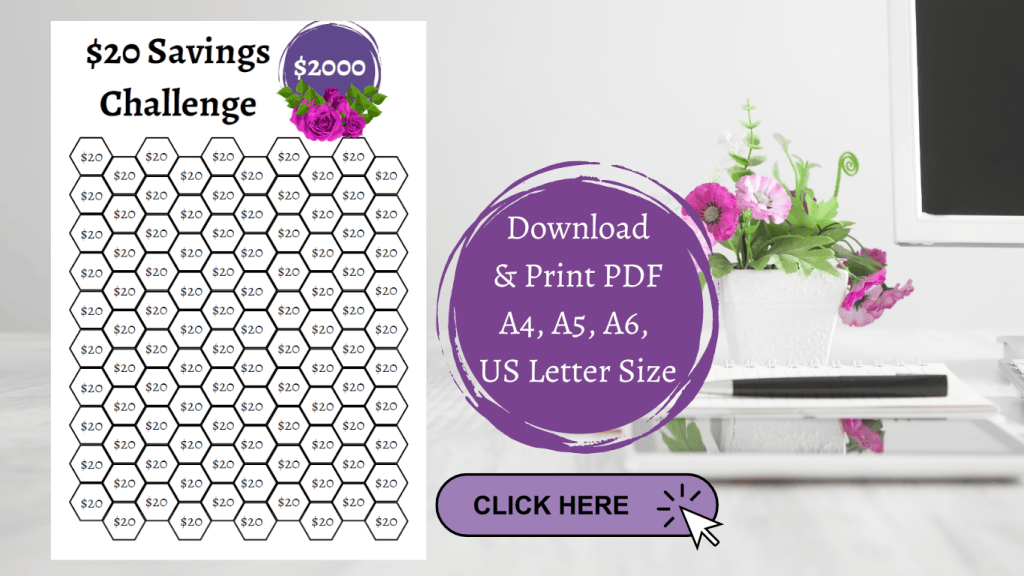 $20 Printable Low Income Savings Challenge