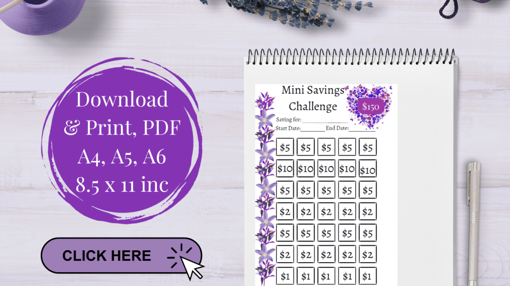 $150 Printable Low Income Savings Challenge