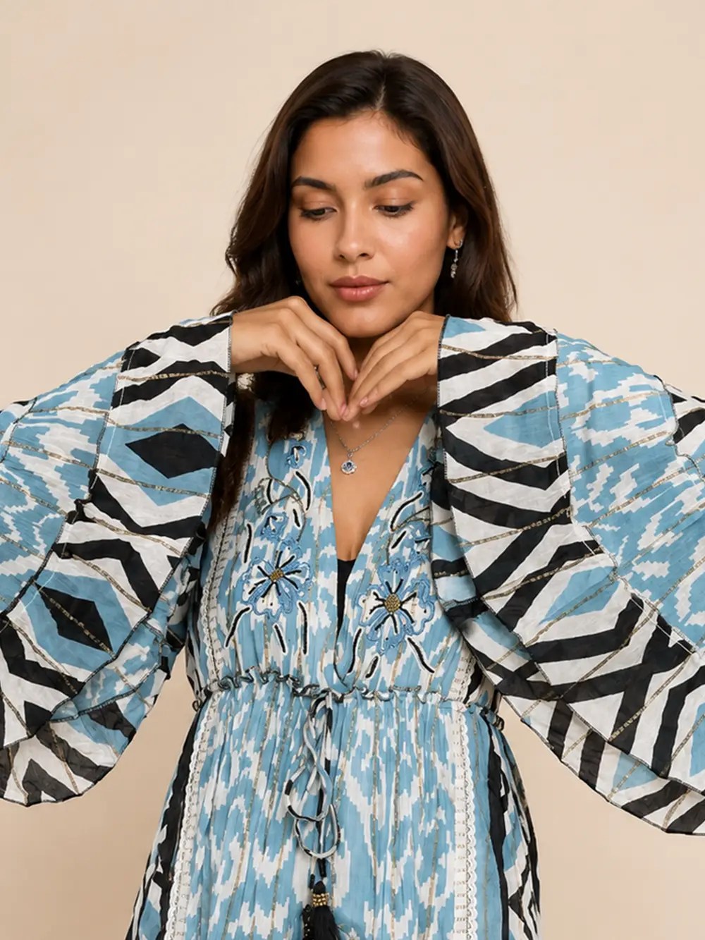 Alternative view of Vestido Boho Chic hippie Mangas 3/4