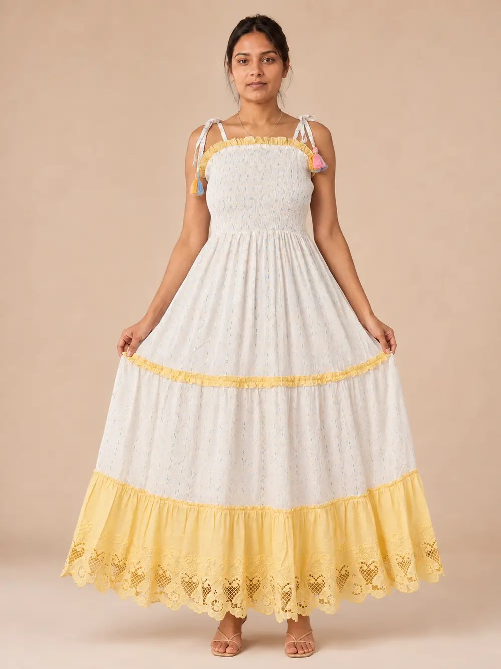 Vestido Lurex de Tirantes – Amarillo