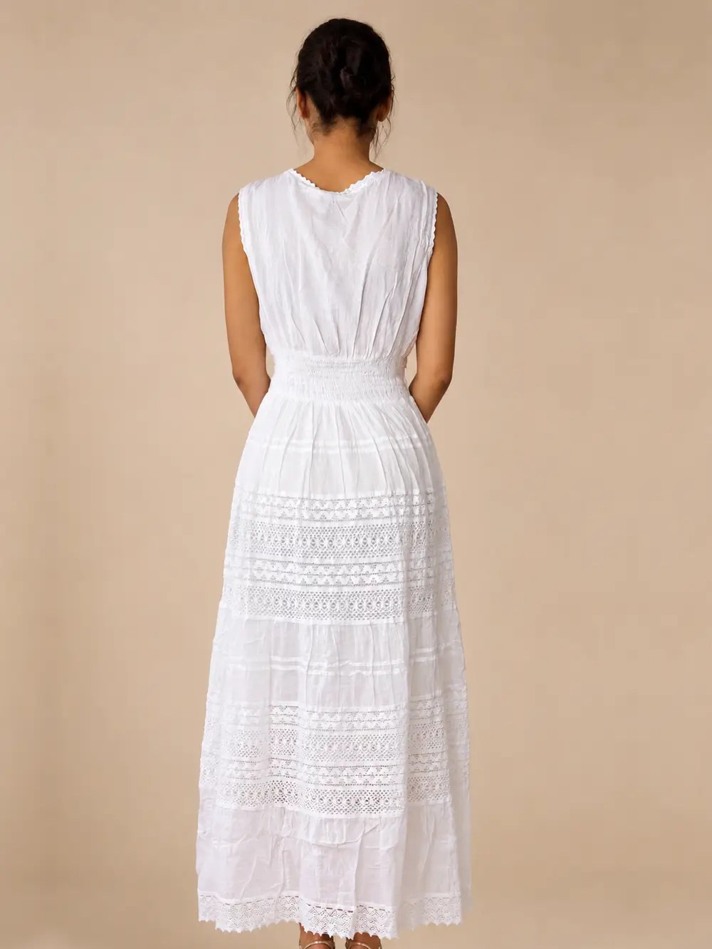 Alternative view of Vestido Blanco Largo sin Mangas con Encaje
