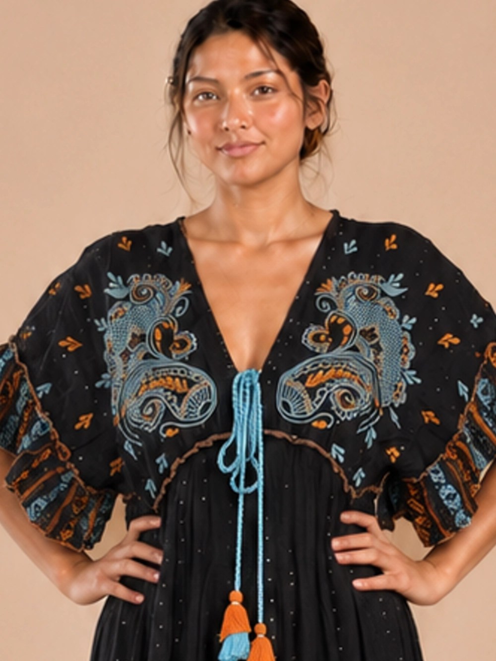 Alternative view of Vestido Lurex Largo Negro