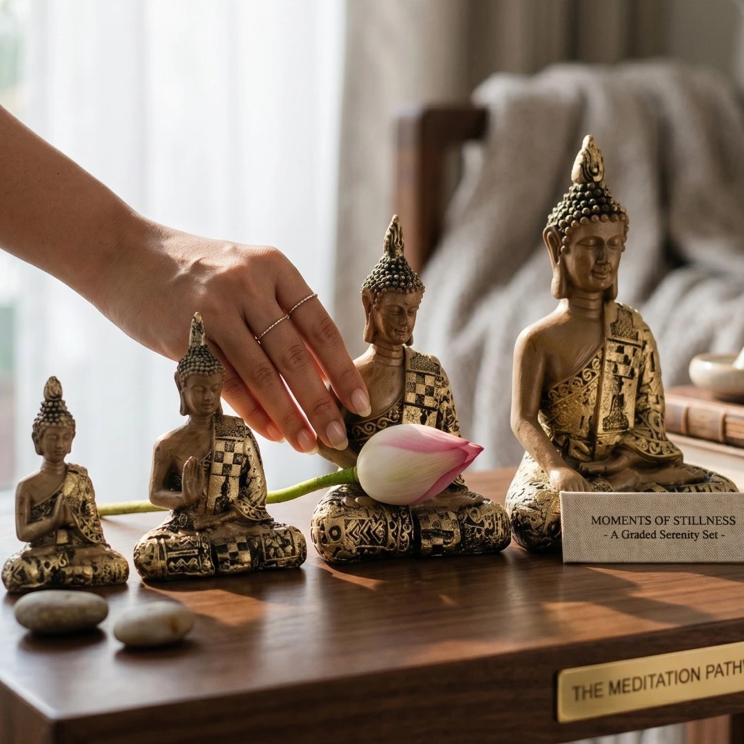 Set 4 Figuras De Buda Decorativas De Resina Para Meditación - Dokavari Chile