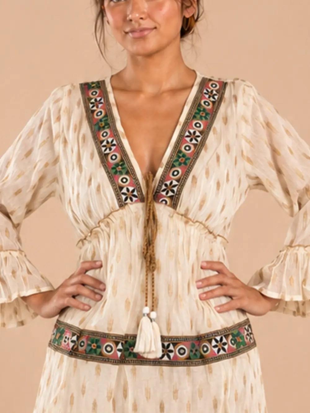 Alternative view of Vestido Maxi Boho Étnico Crudo