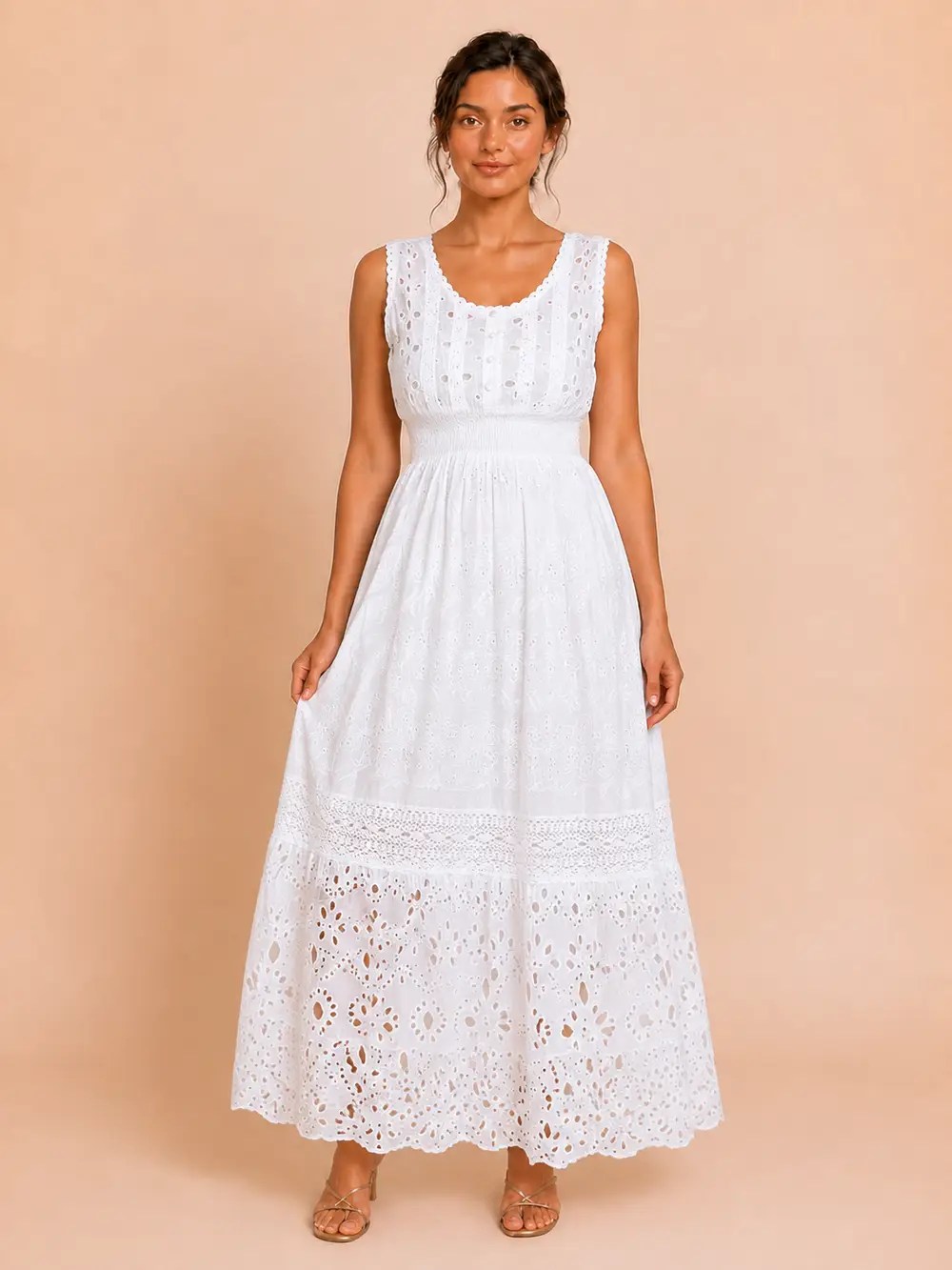Vestido Largo Boho Blanco Bordado – Emilia