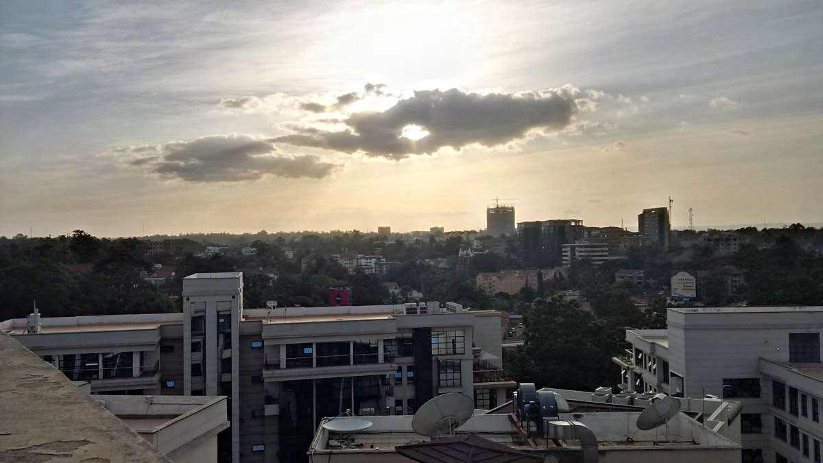 Sun nearing its setting over Nairobi.