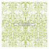 No. 3 – White Botanical Motifs on Olive Green Background