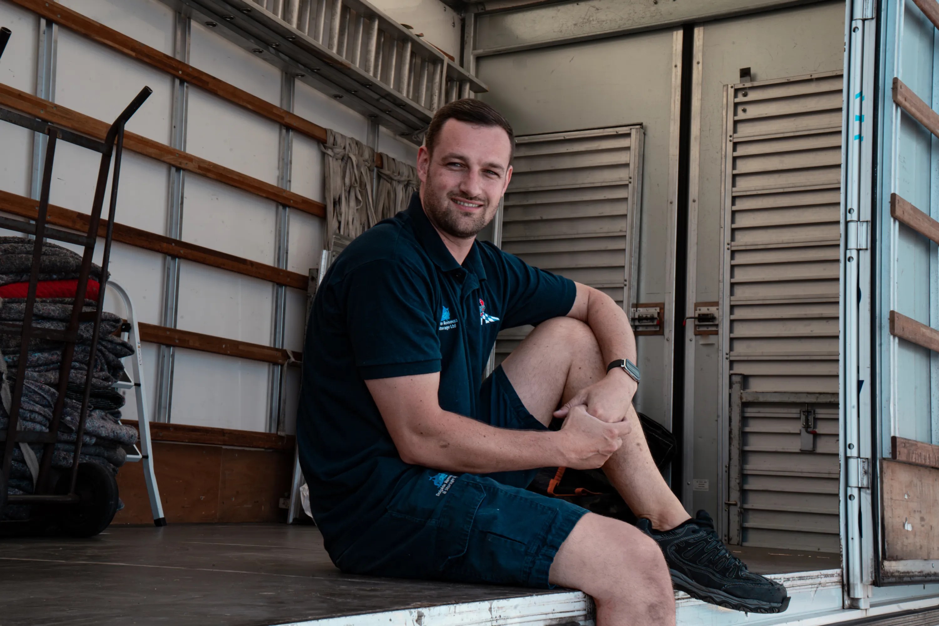 Michael loading the Dolphin removals van