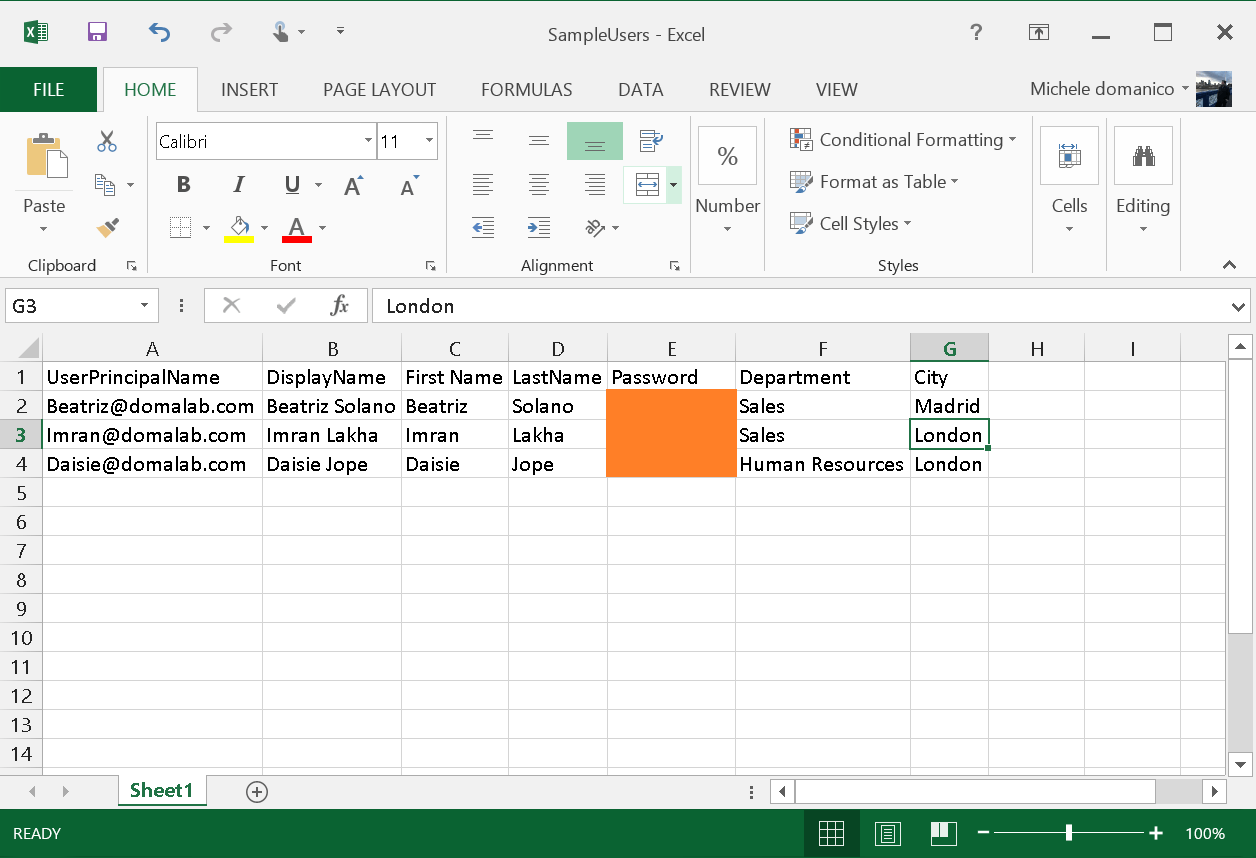Import users in Office 365