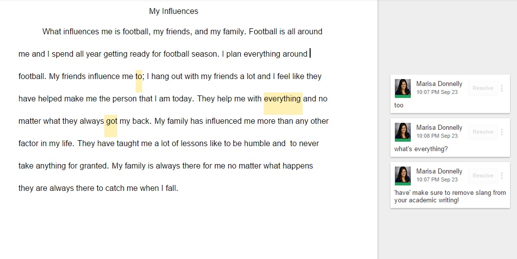 Journal 2, Student Example. Here I am interacting with the student and giving him immediate feedback.